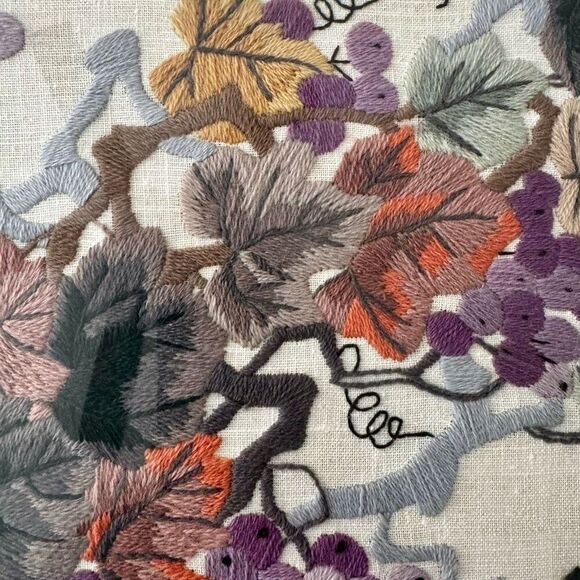 Vintage Grapes And Bird Framed Crewel - Picture 6 of 11